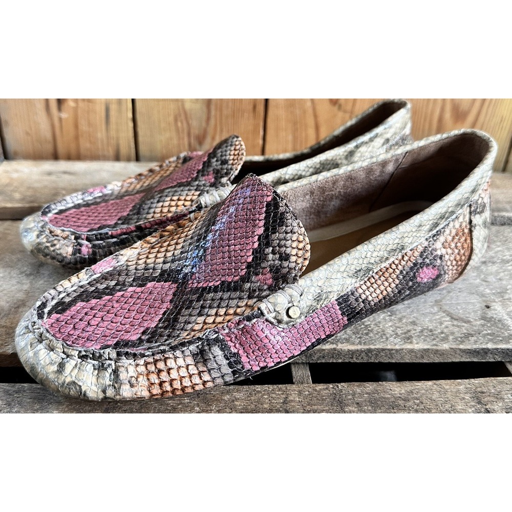 Aerosoles Overdrive Loafers Snake Print Leather Womens 6.5 Multicolor Excellent
